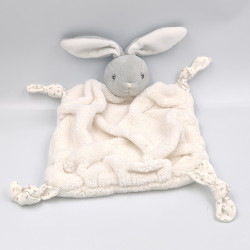 Doudou plat lapin plume blanc gris Tendres et Douces KALOO