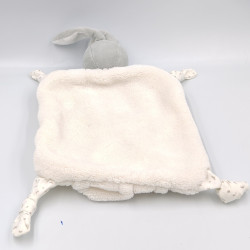 Doudou plat lapin plume blanc gris Tendres et Douces KALOO