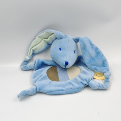 Doudou plat lapin bleu blanc marron LES TOILES DU SOLEIL