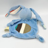 Doudou plat lapin bleu blanc marron LES TOILES DU SOLEIL