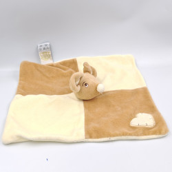 Doudou plat souris beige blanc écru LEONIDAS