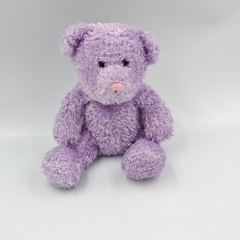 Doudou ours mauve parme