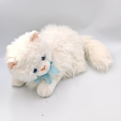 Peluche chat blanc noeud bleu JEMINI