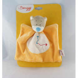 Doudou plat ours gris orange Emile pendule horloge BENGY