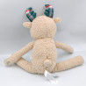 Doudou cerf élan renne beige blanc vert rouge carreaux OBAIBI