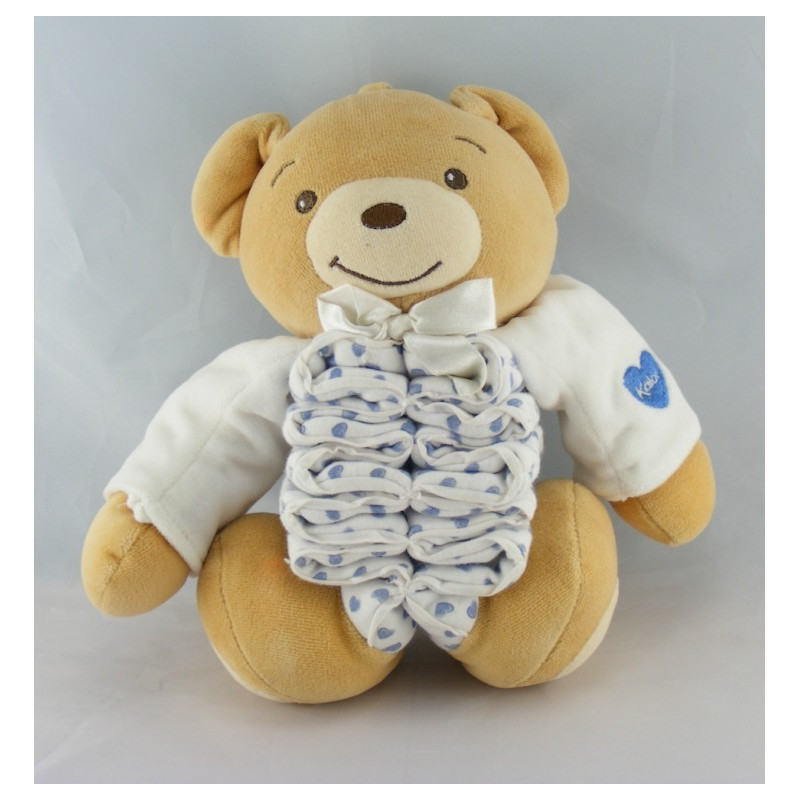 Doudou musical accordéon ours blanc vichy bleu KALOO