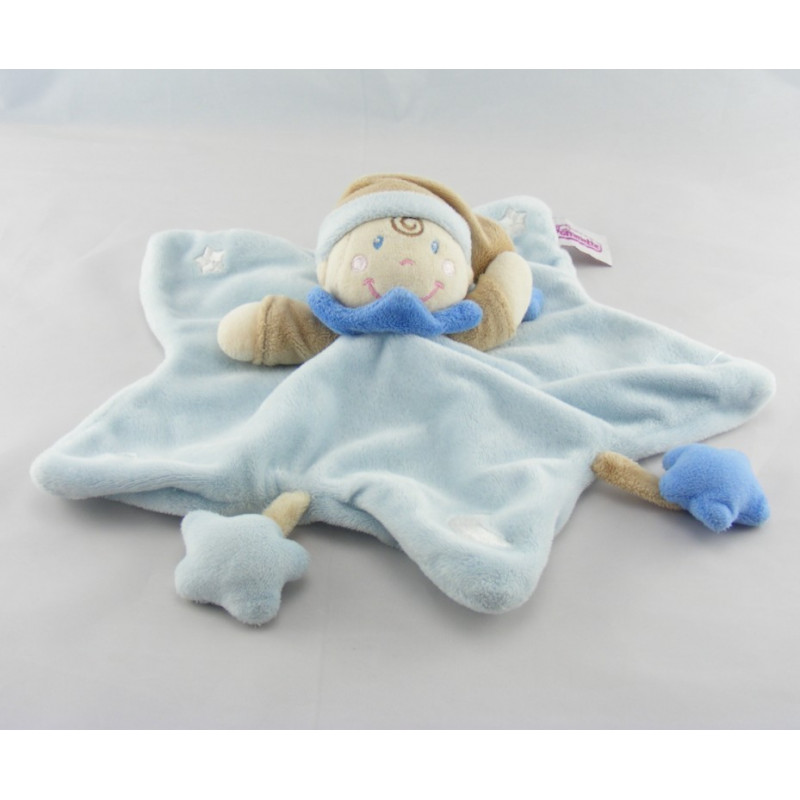 Doudou plat lutin vert poche bleu POMMETTE