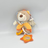 Doudou hochet ours beige jaune orange écharpe rayé BABYSUN