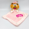 Doudou plat lion marron rose blanc Le Pal FOREST DISTRIBUTION