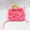 Doudou plat ours Plume rose framboise KALOO