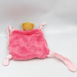 Doudou plat ours Plume rose framboise KALOO
