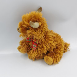 Peluche buffle marron noeud écossais Collectables
