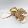Doudou lapin marron blanc noeud vert JEMINI