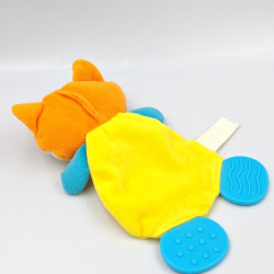 Doudou plat dentition renard orange jaune vert LUDERIX