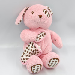 Doudou chien rose blanc pois marrons mouchoir TOYS R US
