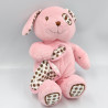 Doudou chien rose blanc pois marrons mouchoir TOYS R US