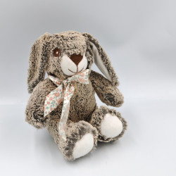Doudou lapin marron noeud blanc fleurs COTTON BLUE