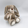 Doudou lapin marron noeud blanc fleurs COTTON BLUE