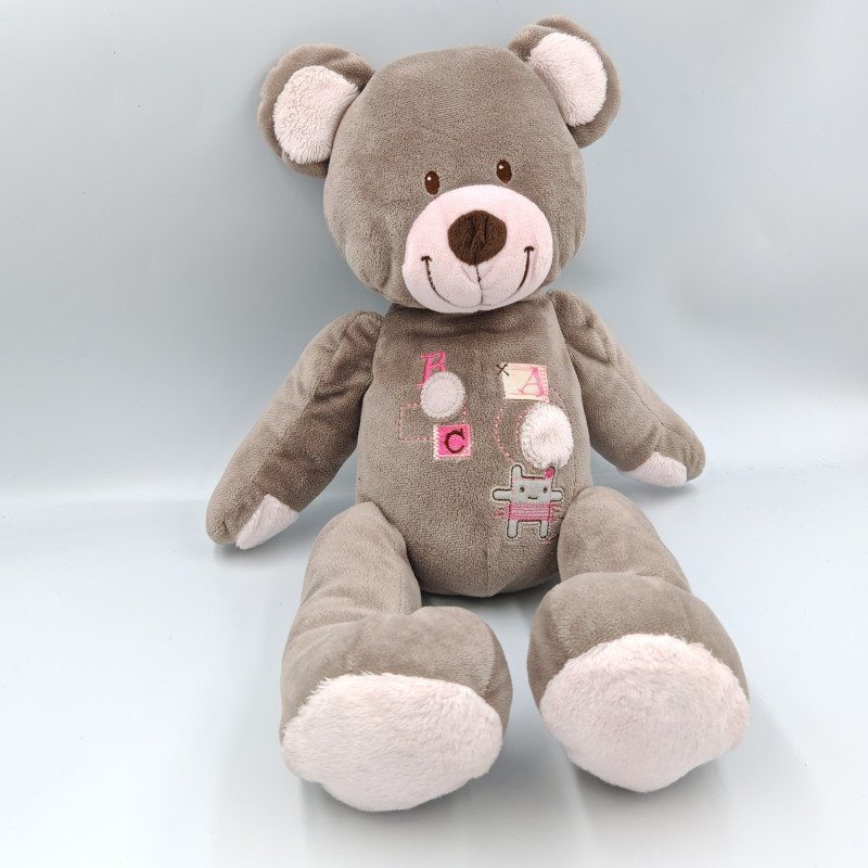 Doudou ours gris rose NICOTOY