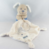 Doudou chien bleu avec mouchoir poisson POMMETTE