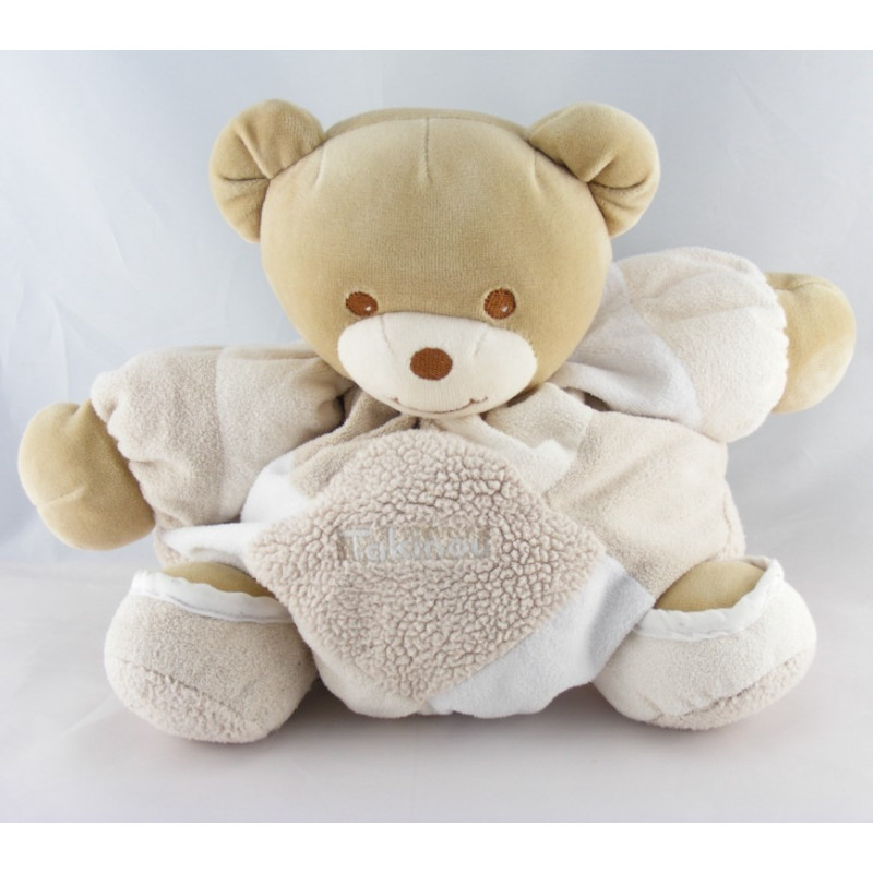 Doudou ours boule ecru beige blanc TAKINOU 