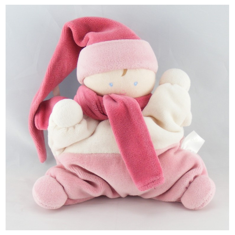 Doudou semi plat baby corolle blanc rose grenadine Corolle