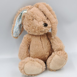 Doudou plat lapin marron blanc pois bleu TCM