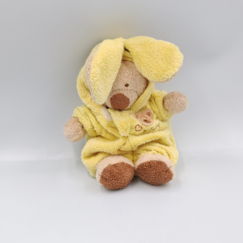 Doudou ours déguisé en lapin beige jaune NICOTOY