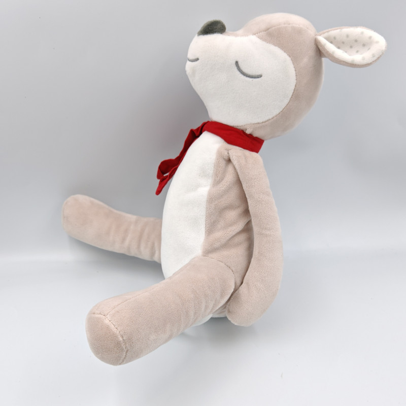 Doudou biche elan beige blanc rouge OBAIBI