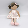 Doudou poupée métis nattes robe blanche rose OBAIBI