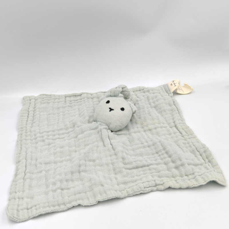 Doudou plat lapin bleu vert lange KONGES SLOJD