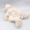 Doudou ours blanc beige rayé bavoir Oscar J-LINE
