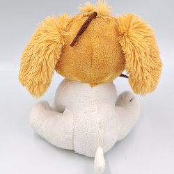 Peluche chien beige blanc noeud satin marron DOHO