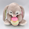 Peluche lapin gris rose vert toute douce avec oeuf de Pâques