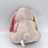 Peluche lapin gris rose vert toute douce avec oeuf de Pâques