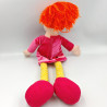 Doudou poupée rose jaune pois cheveux orange VERTBAUDET