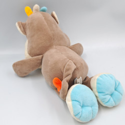 Doudou singe marron jaune bleu BELLODOUX