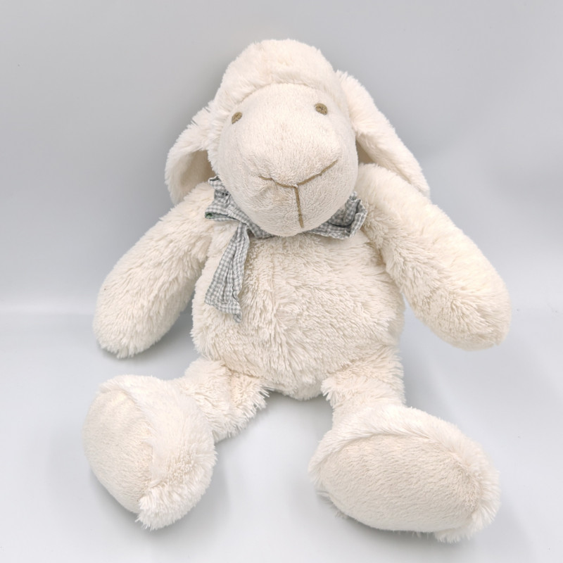 Doudou mouton blanc gris FAMIFLORA