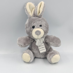 Doudou lapin gris blanc rayé ENESCO
