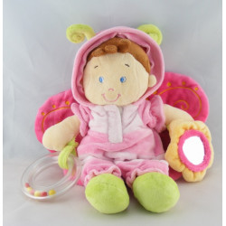 Doudou plat fillette déguisé en papillon rose NICOTOY