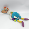 Doudou musical lapin gris bleu orange vert EBULOBO
