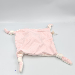Doudou plat chat blanc rose fleurs BOUT'CHOU BOUTCHOU