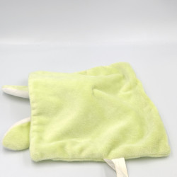 Doudou plat lapin blanc vert Mon premier doudou KIMBALOO
