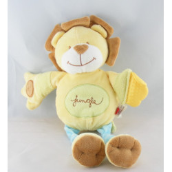 Doudou lion jaune bleu Jungle TEX