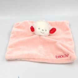 Doudou plat mouton blanc rose BRIOCHE