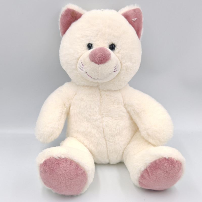 Doudou peluche doudou chat blanc rose GIPSY