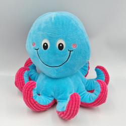 Doudou peluche pieuvre bleu rose GIFI