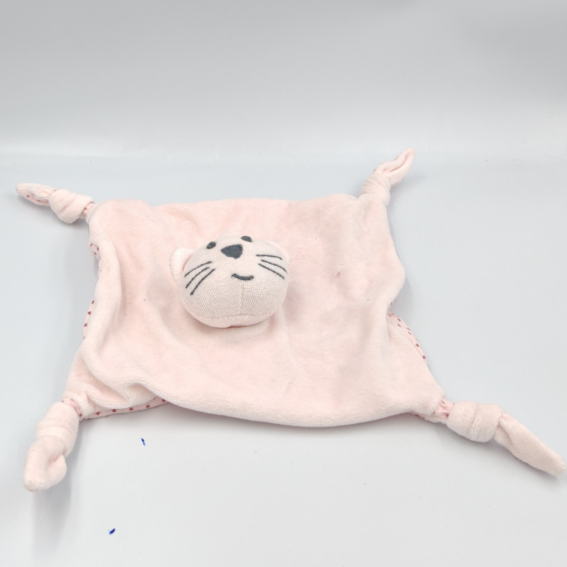 Doudou plat chat rose étoiles BOUT'CHOU BOUTCHOU