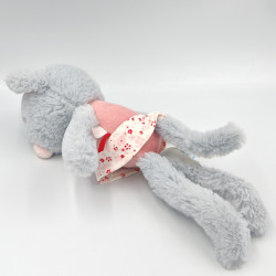 Doudou souris grise rose fleurs SUCRE D'ORGE