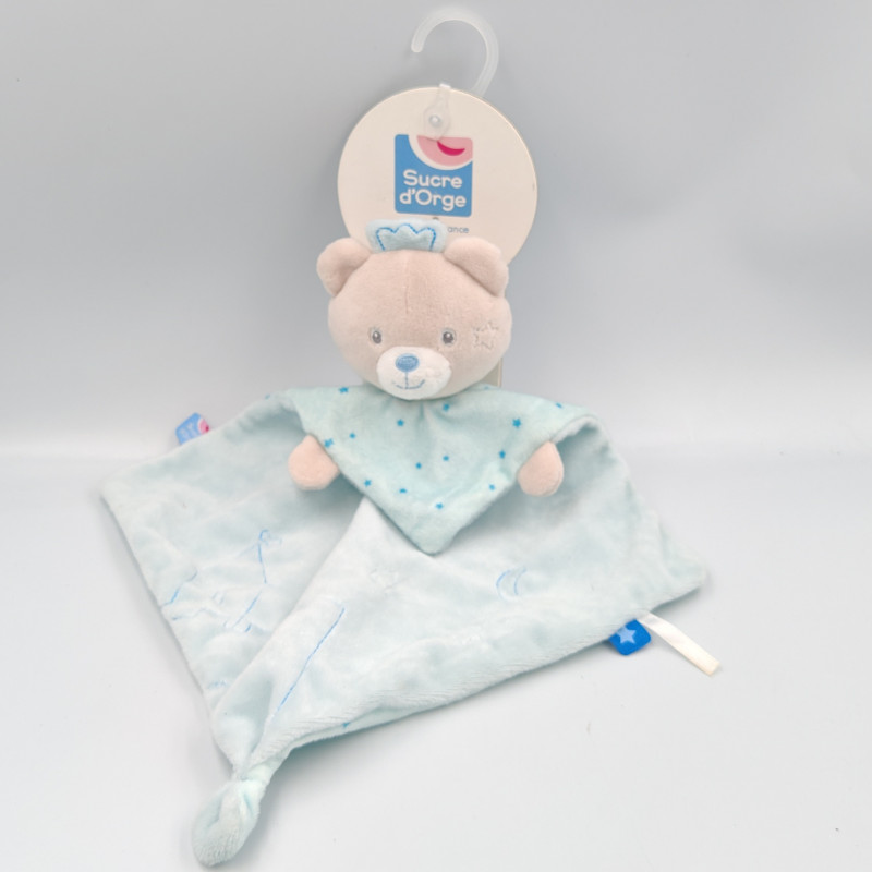 Doudou plat ours bleu étoiles SUCRE D'ORGE